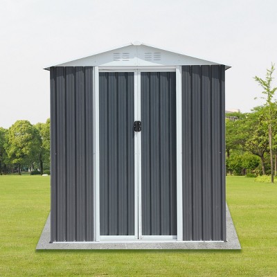 Coolbibila-Storage Sheds With Aluminum Alloy Frame And Sliding Door, Storage Sheds Outdoor With The Pent Garden Shed