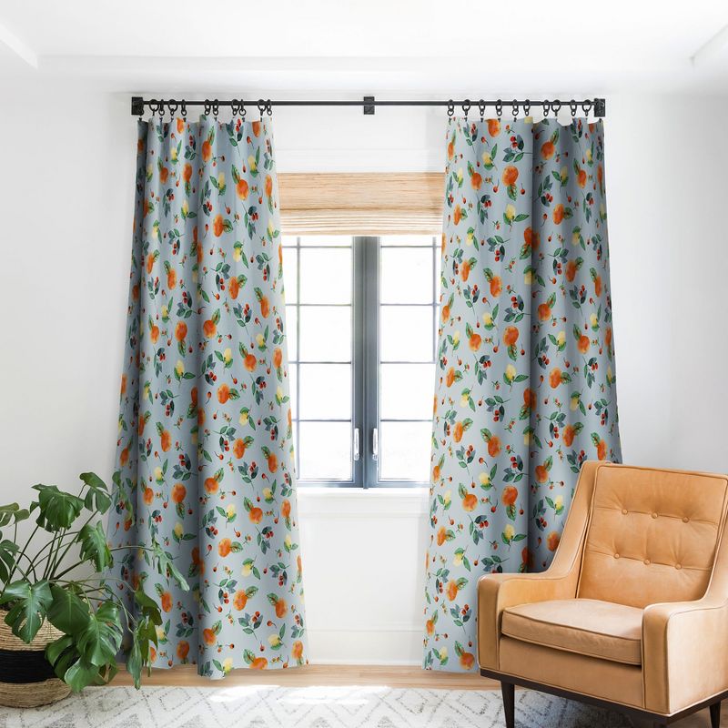Ninola Design Citrus fruits Summer Blue 84" x 50" Single Panel Room Darkening Window Curtain - Deny Designs, 1 of 5