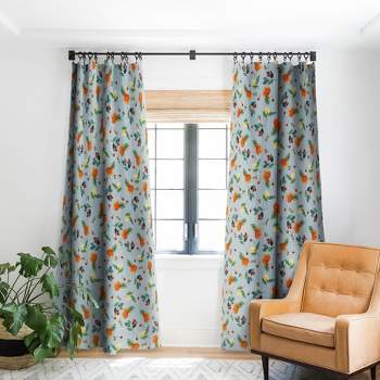 Ninola Design Citrus fruits Summer Blue 84" x 50" Single Panel Room Darkening Window Curtain - Deny Designs