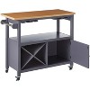 Kings Brand Furniture Cleora Kitchen Storage Cart with 12 Wine Bottle Capacity Rack, Grey - 2 of 4