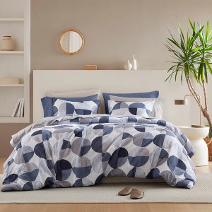 9Pcs BIAB Geometric Print Comforter Set, Premium Touch Contemporary Style All Season Bedding Set with Matching Shams and Sheets - 1 of 4