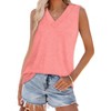 Women Summer Sleeveless Tees Shirts V Neck Tank Tops Casual Loose Fit Blouses Basic Top - 3 of 4