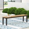 Wooden Outdoor Bench with Metal Frame,Modern Minimalist Bench with Teak Slatted Top,Patio Bench for Backyard or Garden-Cuddlewood - 3 of 4