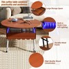 PAGED Petal Shaped Wooden Coffee Table, Modern Side Table with Rattan Shelf and Unique Tabletop, 31.5" Bedside Table for Living Room, Bedroom - 4 of 4