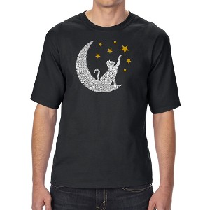 LA Pop Art Cat Moon - Men's Tall and Long Word Art T-Shirt Black X Large - 1 of 3