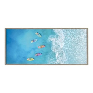 18" x 40" Sylvie Tropical Escape by The Creative Bunch Studio Framed Wall Canvas Gray - Kate & Laurel All Things Decor - 1 of 4