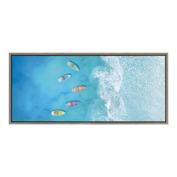 18" x 40" Sylvie Tropical Escape by The Creative Bunch Studio Framed Wall Canvas Gray - Kate & Laurel All Things Decor