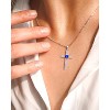 Molenia Birthstone Cross Necklace for Women, 925 Sterling Silver Heart Cross Pendant Necklace Fine Cross Jewelry Birthday Gifts for Her 18"+4" Inches - 2 of 4