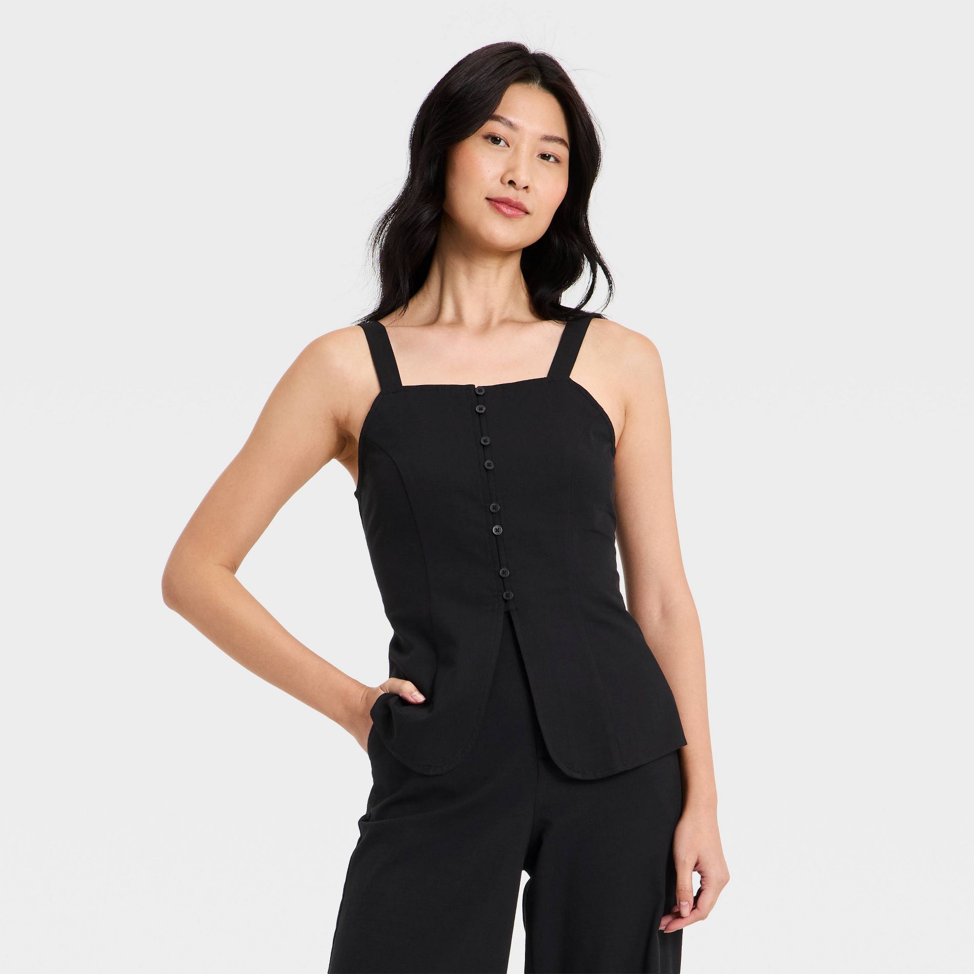Women's Sleeveless Luxe Linen Vest - A New Day™