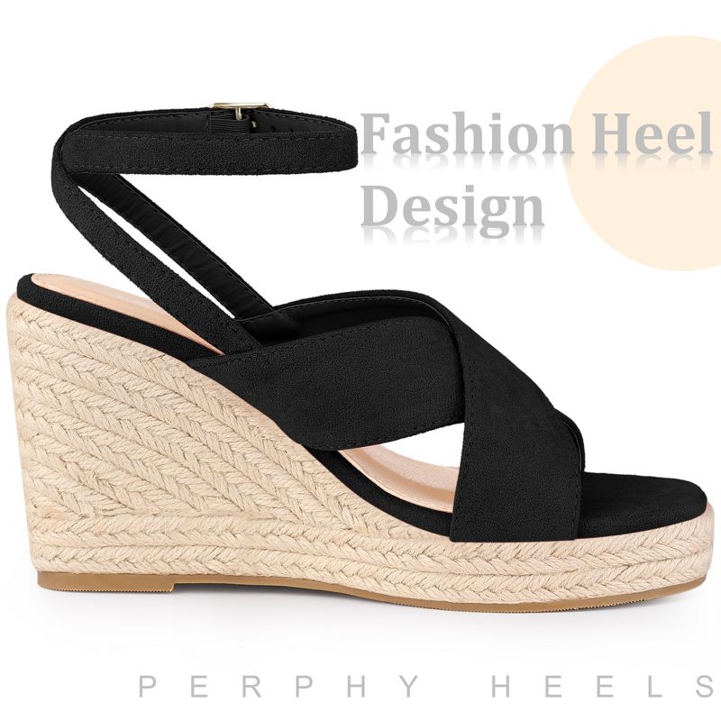 Perphy Women's Platform Slingback Cross Straps Espadrilles Wedges Sandals, 4 of 5
