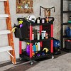 HOMCOM 3-Tier Rolling Tool Cart, 200 LBS Capacity Plastic Utility Cart with Side Shelf and Storage Bucket for Garage, Workshop - 3 of 4