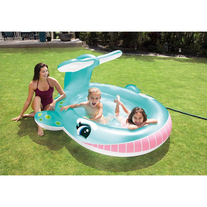 Intex 57440EP 79" x 77" x 36" Inflatable Whale Spray Kiddie Pool for Kids 2+, 2 of 7