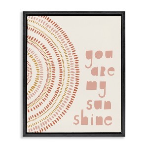 Stupell Industries You're My Sunshine Motivational Phrase Boho Stripe Circle Floating Frame Canvas Art, Black, 17" x 21" - 1 of 4