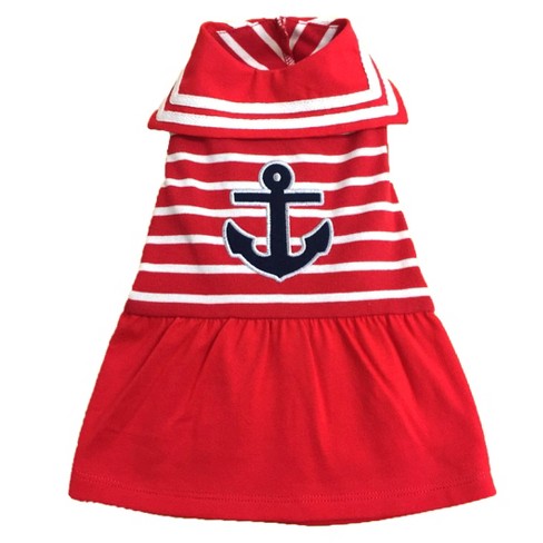 The Worthy Dog Knit Stripe Appliqué Anchor Dog Dress - image 1 of 3