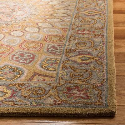 Heritage Elegance 6' x 6' Square Hand-Tufted Wool Rug in Light Brown/Grey