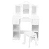 White Wooden Kids Vanity Set,with Tri-Fold Mirror, Stool & Drawer,Toddler Vanity,Pretend Play Girls Vanity Table for Toddlers Ages 3+ - 2 of 4