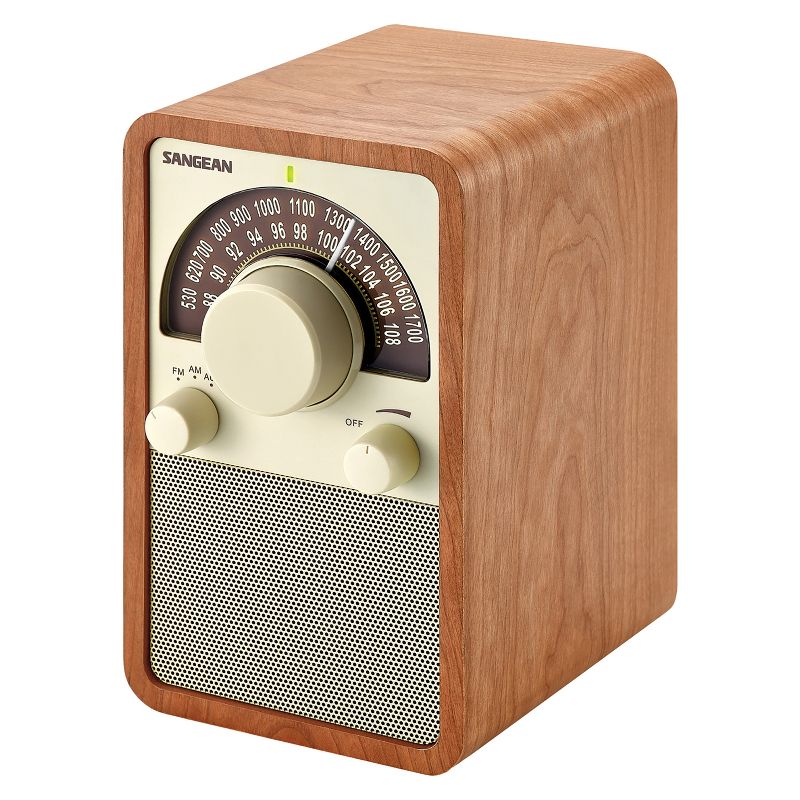 Sangean® WR-15 Tabletop Retro Wooden Cabinet AM/FM Analog Radio Receiver, Walnut, 1 of 6