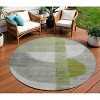 Olive Green And Gray Geometric Washable Indoor Outdoor Area Rug - 2 of 4