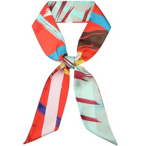 INSPIRE CHIC Women's Striped Printed Skinny Long Satin Silky Neck Scarves 1Pc - 1 of 4
