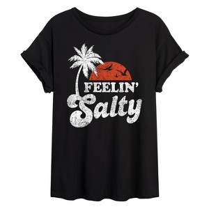 Women's - Instant Message - Feelin Salty Oversized Graphic T-Shirt - 1 of 4