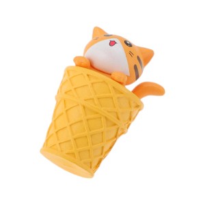 Unique Bargains Decorative Magnets Magnetic Fridge Sticker Irregular Shape Cat with Open Mouth Eating Ice Cream Polyvinyl Chloride 1Pc - 1 of 3