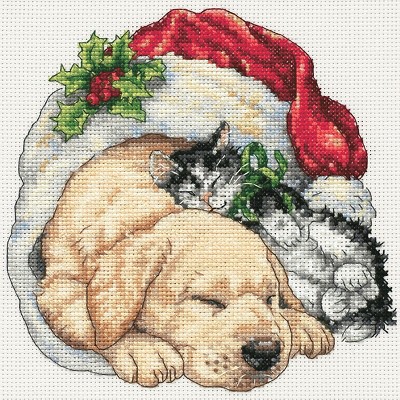 Dimensions Gold Petite Counted Cross Stitch Kit 6"X6"-Christmas Morning Pets (18 Count)