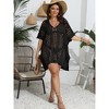Plus Size Suimsuit Cover Up Short Sleeve Hollow Out Swimwear Bathing Suit Regular - 3 of 4