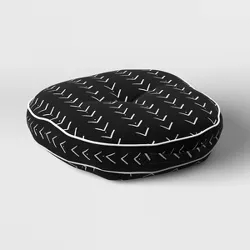 Vee Stripe Rounded Outdoor Floor Cushion DuraSeason Fabric™ Black - Opalhouse™