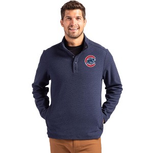 Chicago Cubs Cutter & Buck Hunts Point Eco Textured Fleece Recycled Mens Snap Pullover - 1 of 1