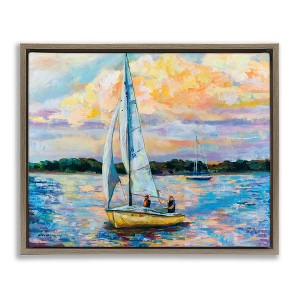 Stupell Industries Vivid Nautical Sailboat Landscape Floating Frame Canvas Art - 1 of 4