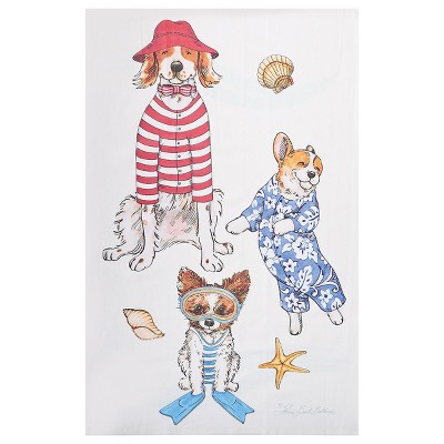 C&F Home Beach Dog July 4th Printed Cotton Flour Sack Kitchen Towel