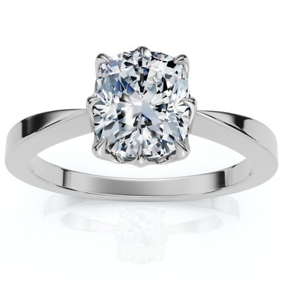 Pompeii3 1 1/2Ct Cushion Solitaire Diamond Engagement Ring 14k Gold Lab Created