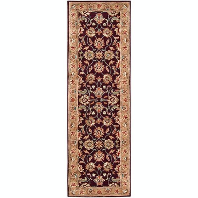 Mark & Day Paris 3'x12' Runner Tufted Indoor Area Rugs Burgundy: Handmade Wool, Stain-Resistant, Traditional Style
