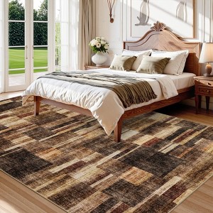Washable Rug 9x12 Area Rugs for Living Room Modern Geometric Bedroom Rug Soft Non-Skid Indoor Large Throw Rugs Stain Resistant Carpet for Dining Room - 1 of 4