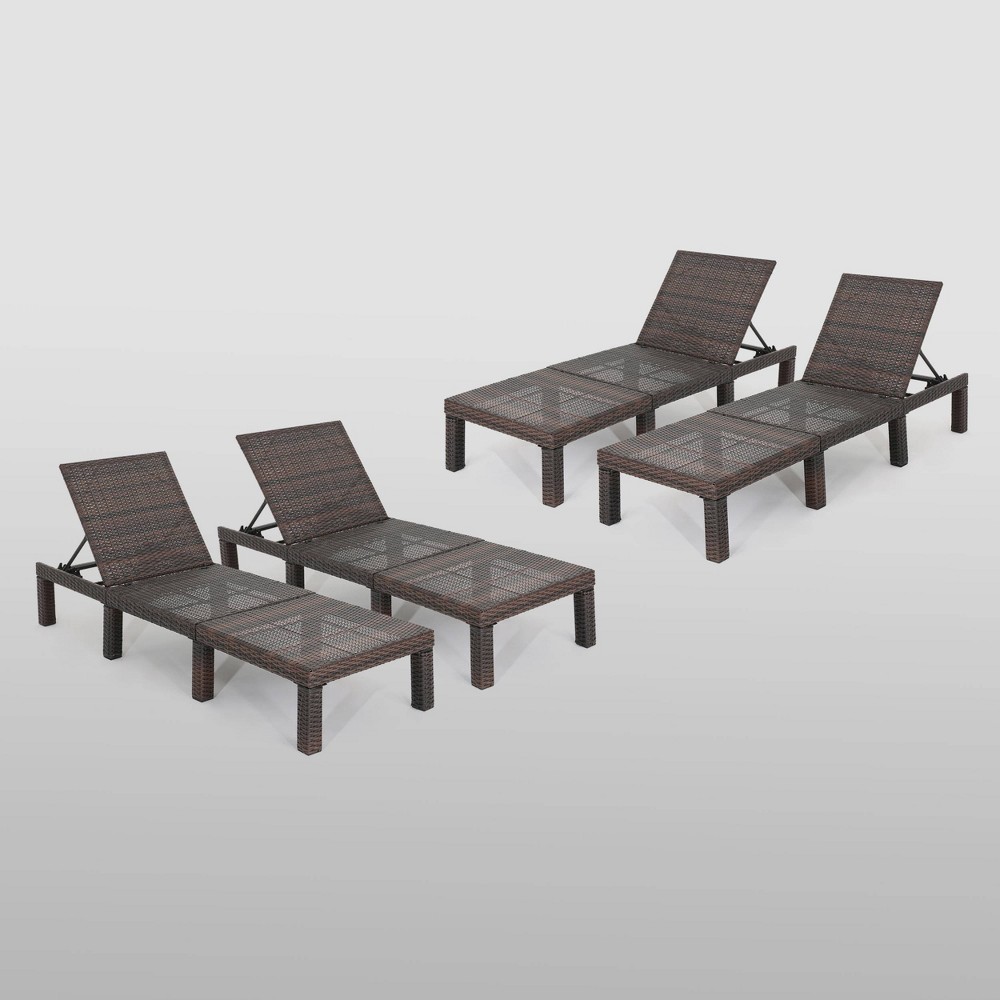 Jamaica 4Pk Wicker Chaise Lounge Brown Christopher Knight Home