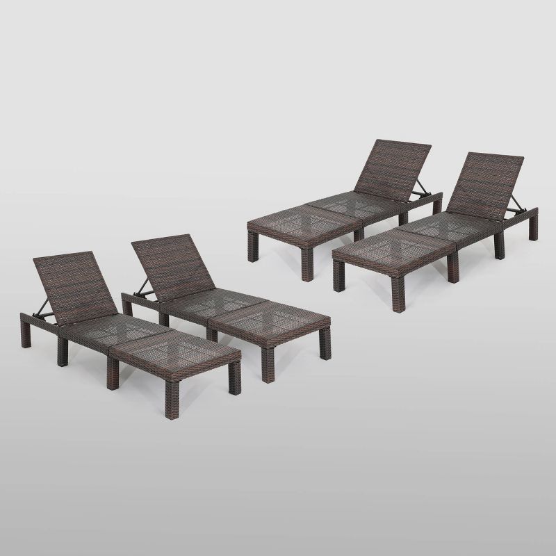 Jamaica 4Pk Wicker Chaise Lounge - Brown - Christopher Knight Home, 1 of 6