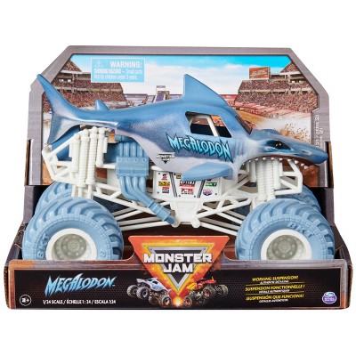 Monster Jam, Official Megalodon Monster Truck  Retro 2017 Original Edition Die-Cast Vehicle and BKT Tread Tires