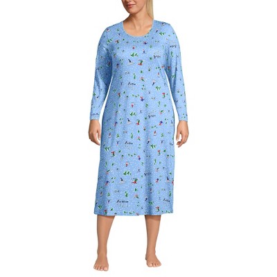 Lands' End Women's Cotton Long Sleeve Midcalf Nightgown