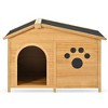 48" Wooden Dog House Outdoor with Porch, Dog Kennel with Water-Resistant Asphalt Roof and Fencing,Indoor & Outdoor Dog Crate, Nature - 4 of 4