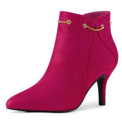 Allegra K Women's Pointed Toe Side Zip Stiletto Heel Ankle Booties
