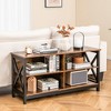 Tangkula TV Stand for TVs up to 55" Entertainment Center w/ Storage Shelves Rustic Brown - 2 of 4