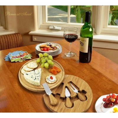 Picnic at Ascot Personalized Engraved Bamboo Charcuterie Board with Cheese Knives