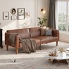 Coucheta 75" PU Leather Futon Sofa Bed, Convertible Loveseat, Adjustable Backrest, Side Pockets, Space-Saving Sleeper Sofa for Small Spaces, Brown - 3 of 4