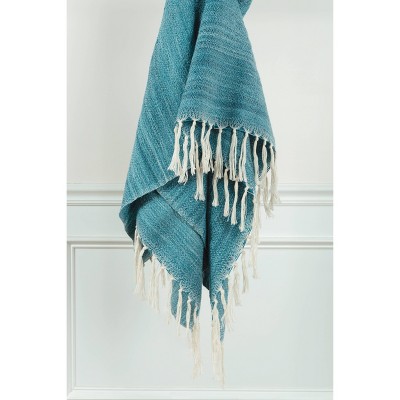 50"x60" Stripe Throw Blanket Teal - Rizzy Home