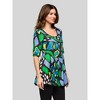 24seven Comfort Apparel Womens Blue Butterfly Print Elbow Sleeve Casual Tunic Top - 2 of 4
