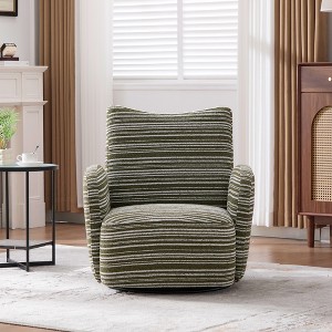 Racxily Modern Style 360¡ã Swivel Leisure Chair Fabric Striped Armrest Swivel Chair with sand-rimmed fabric and metal bracket for living room - 1 of 4