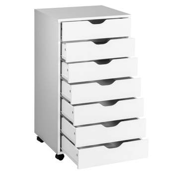 Tangkula 5/7-Drawer Chest Mobile Lateral Filing Cabinet Floor Storage Organizer White