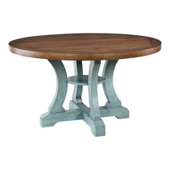 Lexin Round Dining Table Antique Light Blue/Dark Oak - miBasics