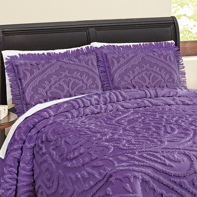 Plum Cotton Chenille Fringe Standard Pillow Sham