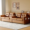 115" Faux Leather 4-Seater Sectional Sofa with Wireless, USB Charging & Cup Holders, Cloud Deep Seat Couch with Deep Cushions, Storage Console - 2 of 4
